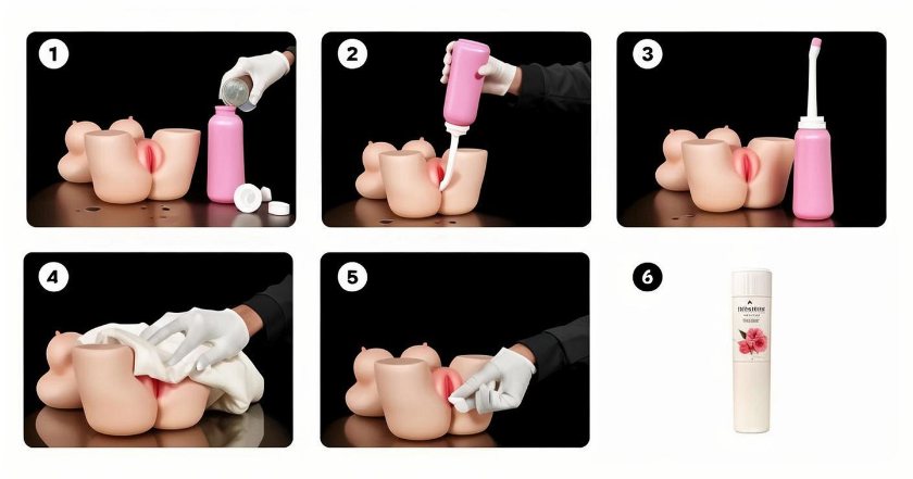 Preparing for first-time use—initial cleaning tips showing how to use sex doll safely and hygienically