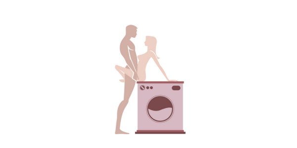 Washing Machine sex position, a sex on standing position for playful and passionate intimacy