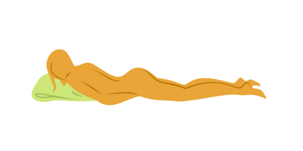Receiving partner position in the prone bone sex position for tighter fit or easier entry
