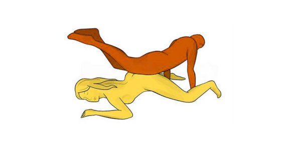 The sex helicopter position: receiving partner face down, legs raised, and deep penetration with a rotating motion for added intensity